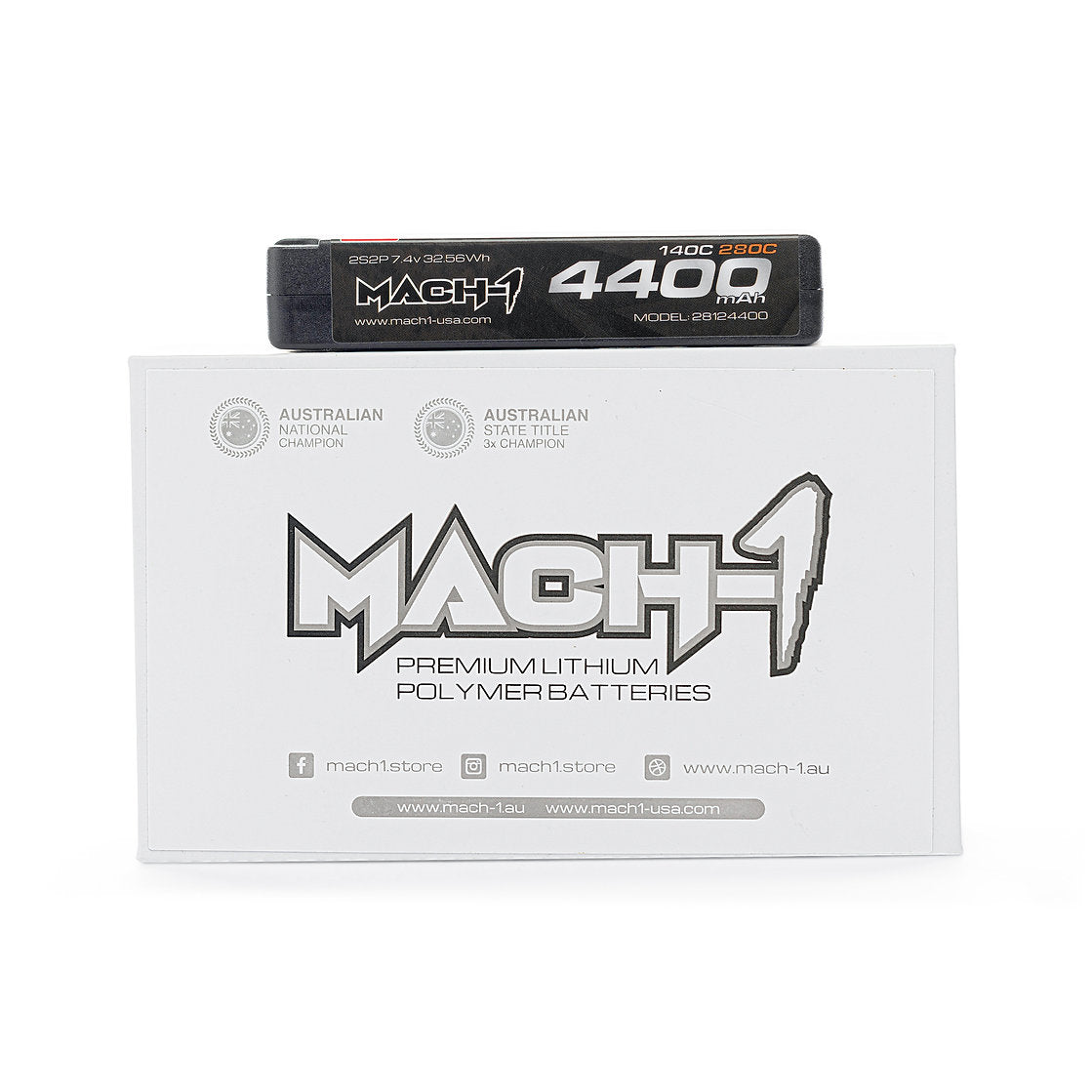 MACH-1 Racing Stealth Series 2S 4400mAh ULCG Shorty 140C 7.4V LiPo Battery