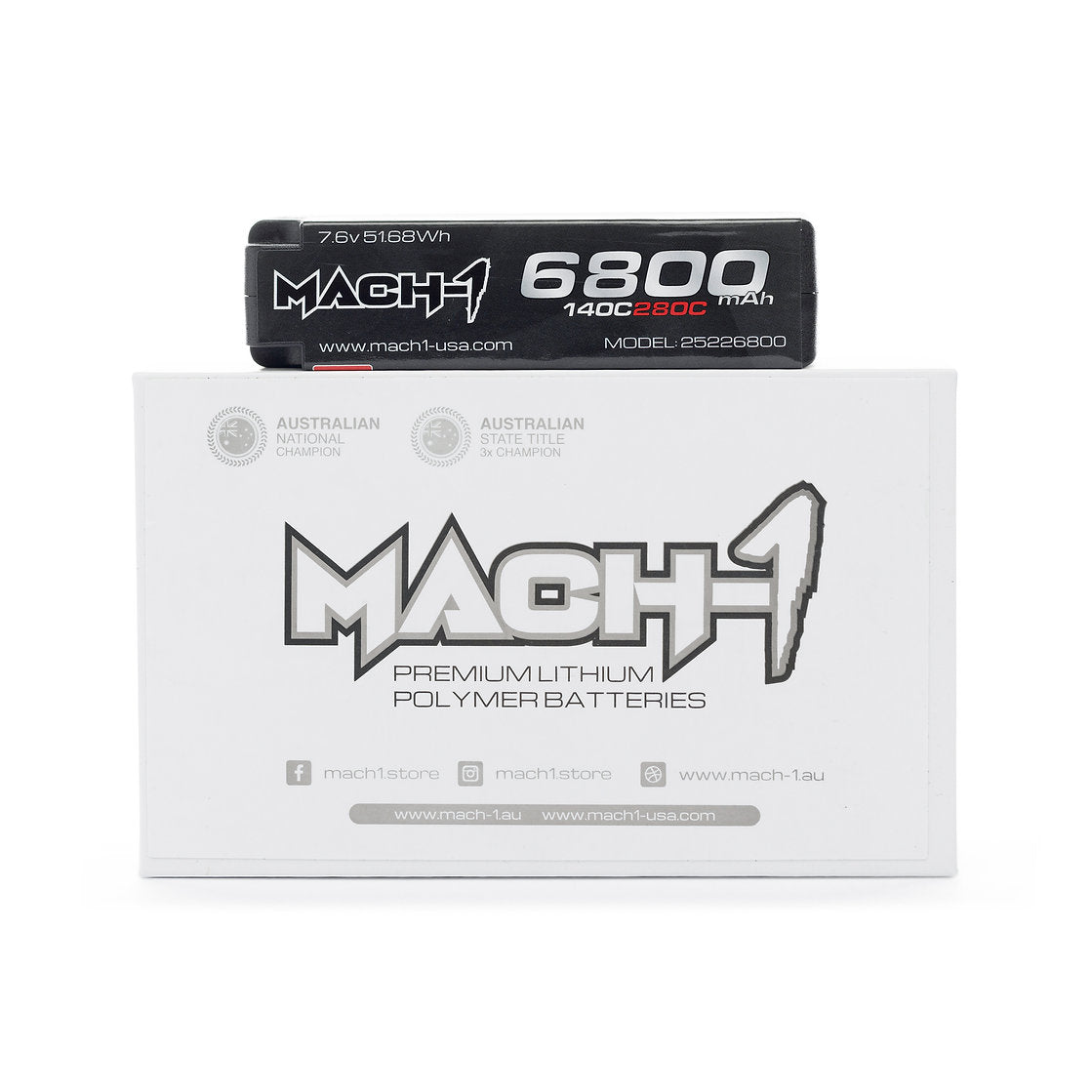 MACH-1 Racing Titanium Series 2S 6800mAh Shorty 140C 7.6V LiHV Battery