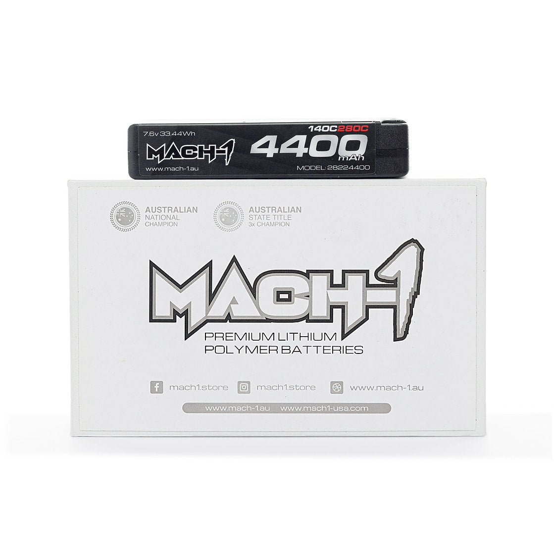 MACH-1 Racing Titanium Series 2S 4400mAh ULCG Shorty 140C 7.6V LiHV Battery