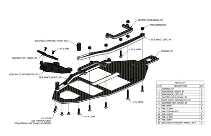 Vision Racing Carbon Fiber Chassis Conversion Kit for Associated B7 Buggy